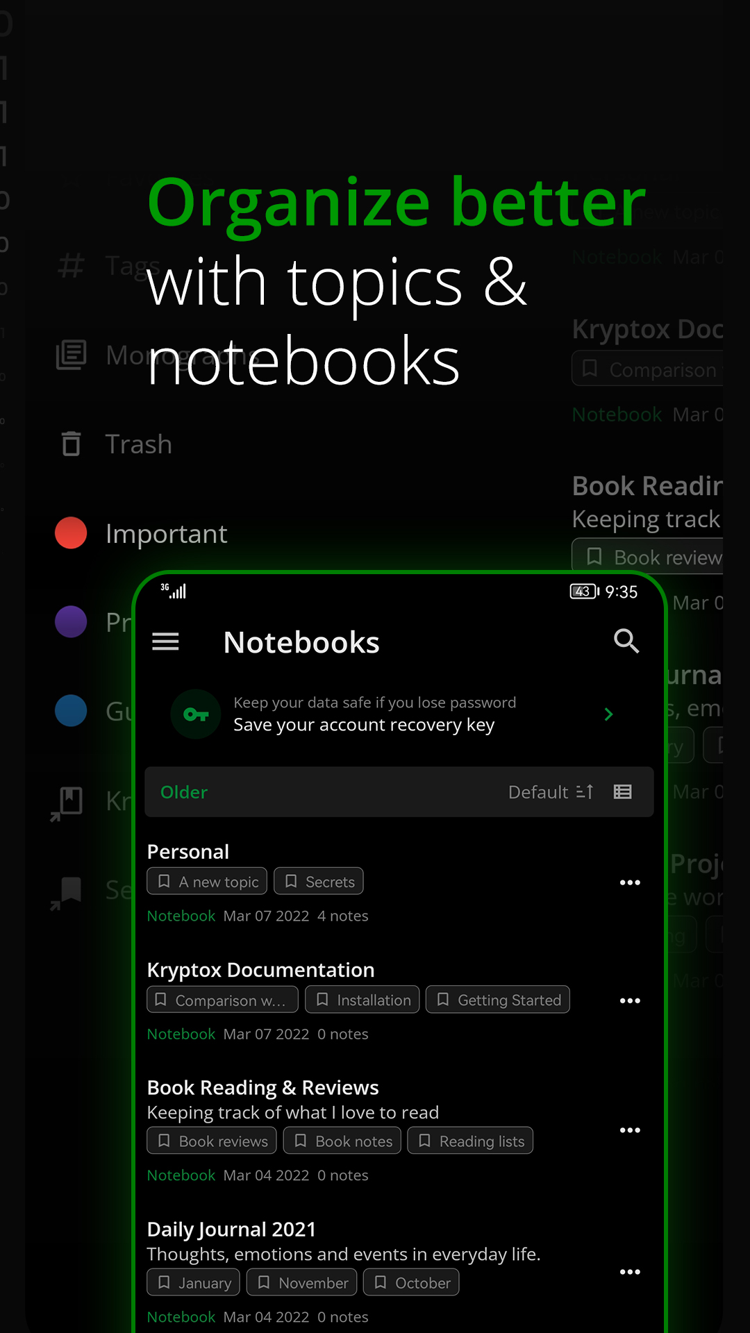 Notesnook 笔记本与话题