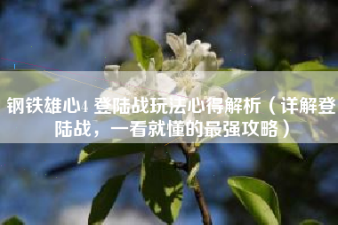 钢铁雄心4 登陆战玩法心得解析（详解登陆战，一看就懂的最强攻略）--第1张