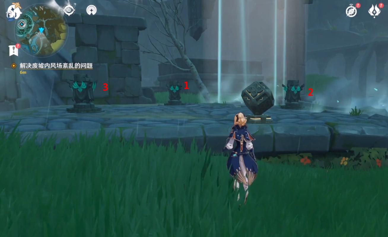 原神风花节风场紊乱任务攻略【解密顺序】中间-右边-左边ps：解谜提示是风场产生的顺序【任务攻略】1、首先在风花节逸闻界面领取【风与花之梦】任务，然后去广场找琴对