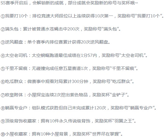 跑跑卡丁车手游S5新成就完成大全